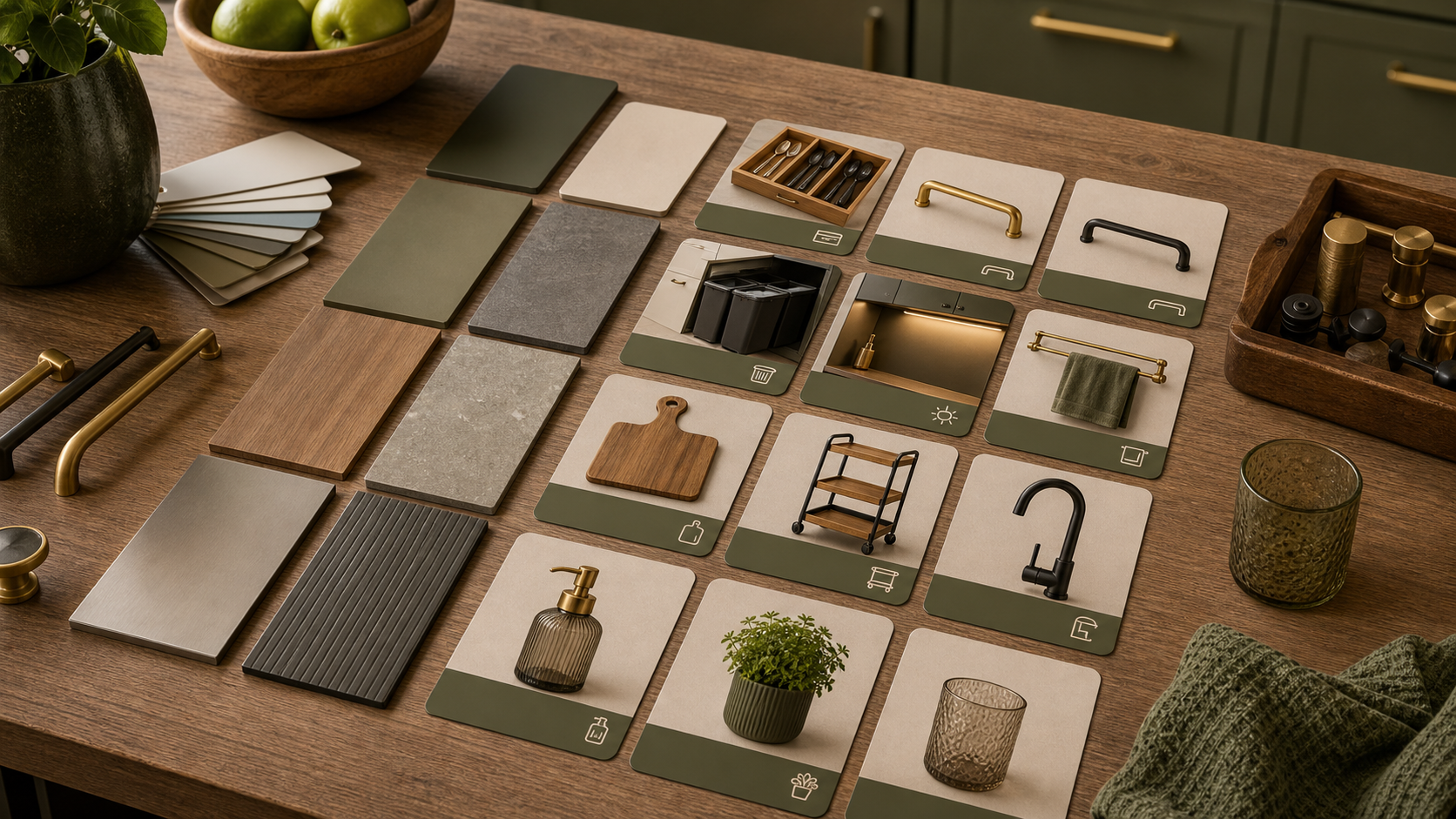 Productdatabase met keukenaccessoires en materiaalstalen